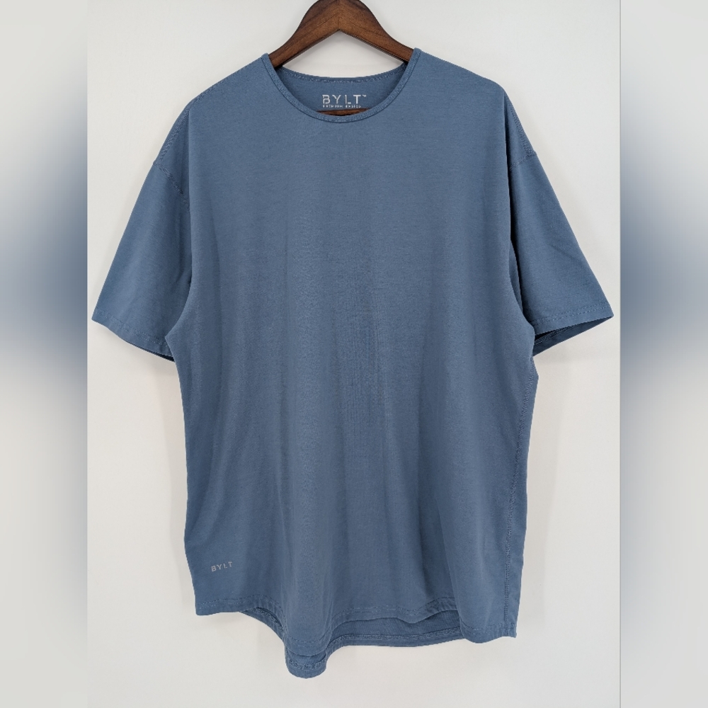 BYLT Men's Blue Signature Drop-Cut T-Shirt XXL Activewear Stretch Casual Comfy